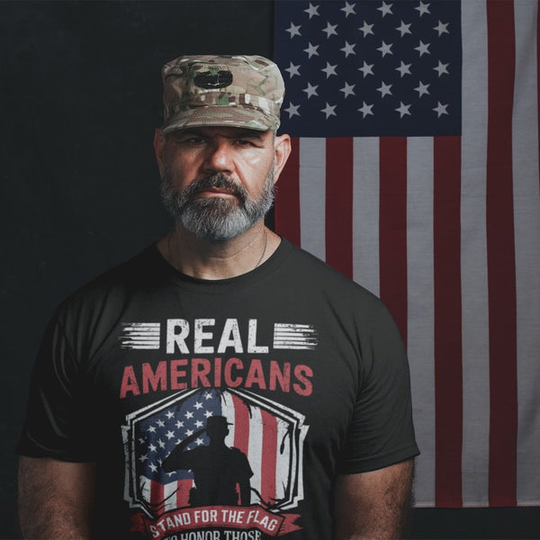 Real Americans Stand For The Flag To Honor Those Who Died For It - Tshirt