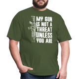 My Gun Is Not A Threat Unless You Are - Tshirt - military green